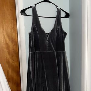 Gray velvet dress with shorts underneath from express